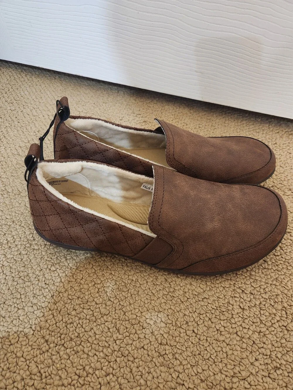 JSport Women's Brown Slip-On Loafers with Cozy Lining Size 7.5M